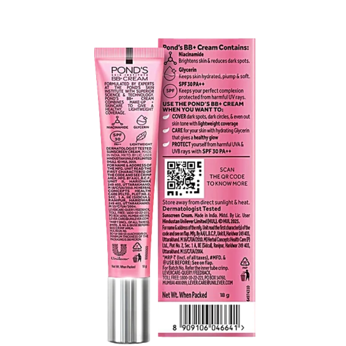 Ponds BB+ Cream - With SPF 30 PA++, For Spot Coverage, Light Make-Up Glow, 18 g – image 2
