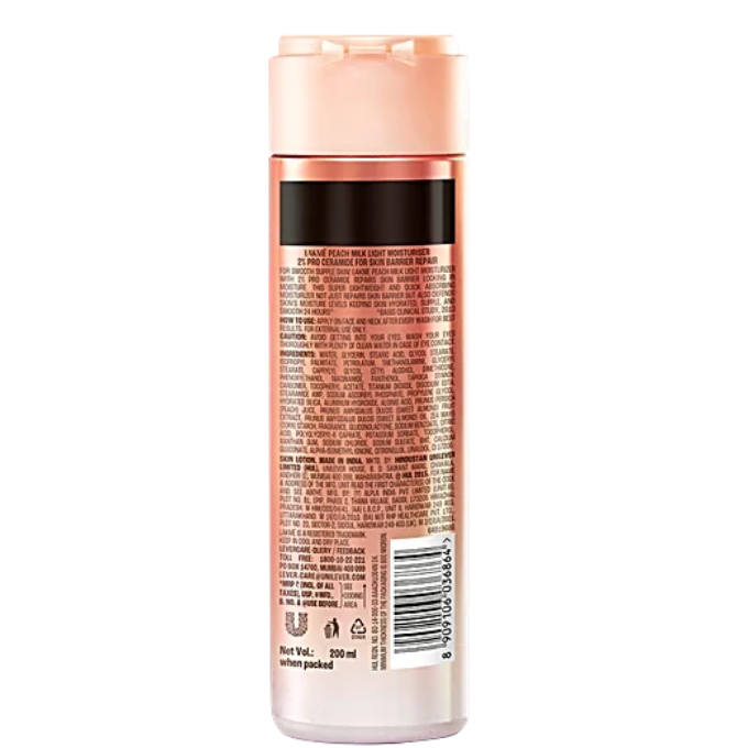 Lakme 2% Pro Ceramide Peach Milk Moisturiser, 120 ml 4.1 – image 2