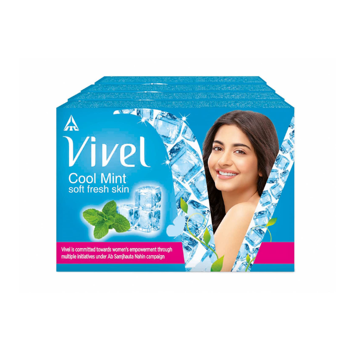 Vivel Cool Mint, Soft Fresh Skin Soap 150g (Pack of 4)