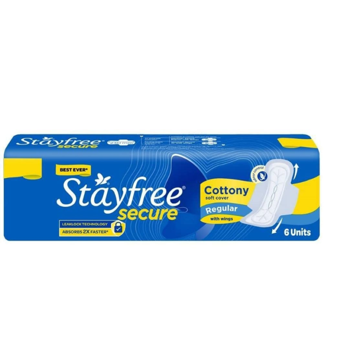 Stayfree Secure Cottony Sanitary Pad,Regular,6 units