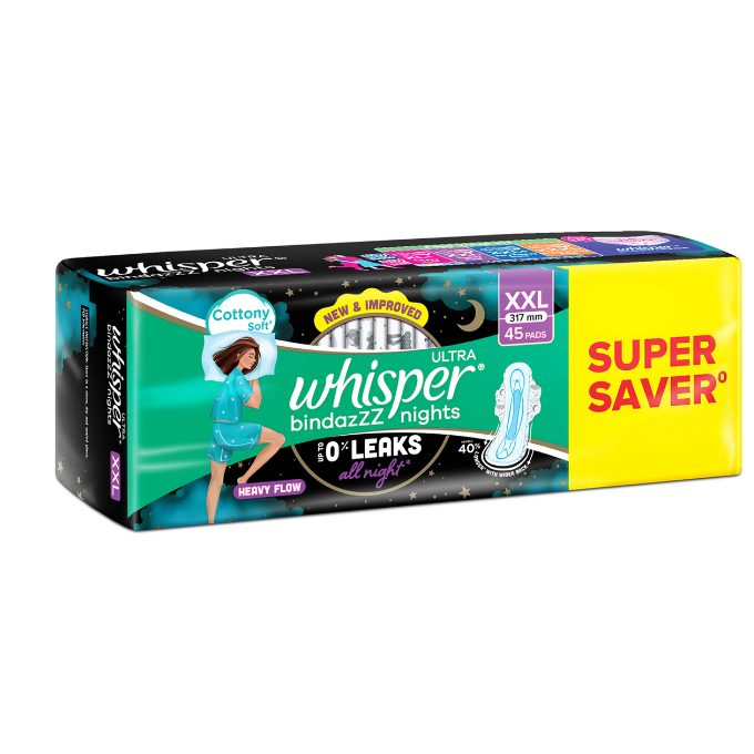 Whisper Ultra Night Sanitary pads XXL - 15 pads (Pack of 3) Sanitary Pad (Pack of 45)