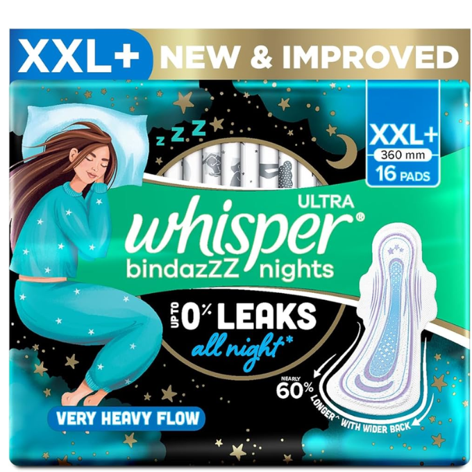 Whisper Bindazzz Nights 16 XXL+ Sanitary Pads