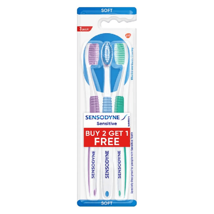 SENSODYNE Sensitive Toothbrush With Soft Rounded Bristles (Buy 2, Get 1) 
