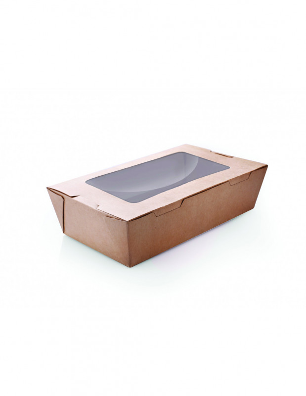 66 oz Kraft Box with Attached Lid and Window 1 × 200PC