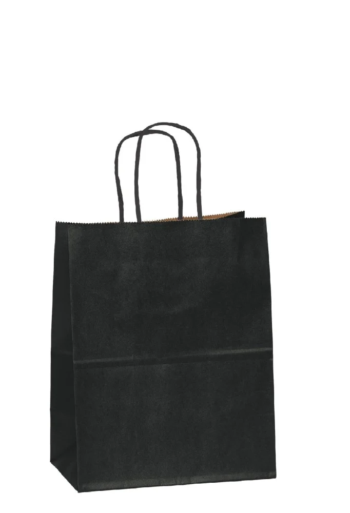 Black Paper Bag with Flat Handle 