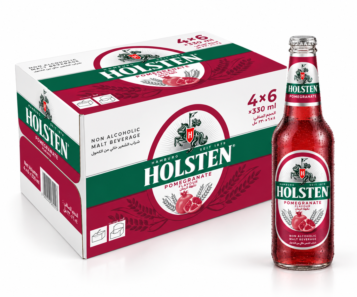 Hollesten Pomegranate Glass Bottle 330ML x 24