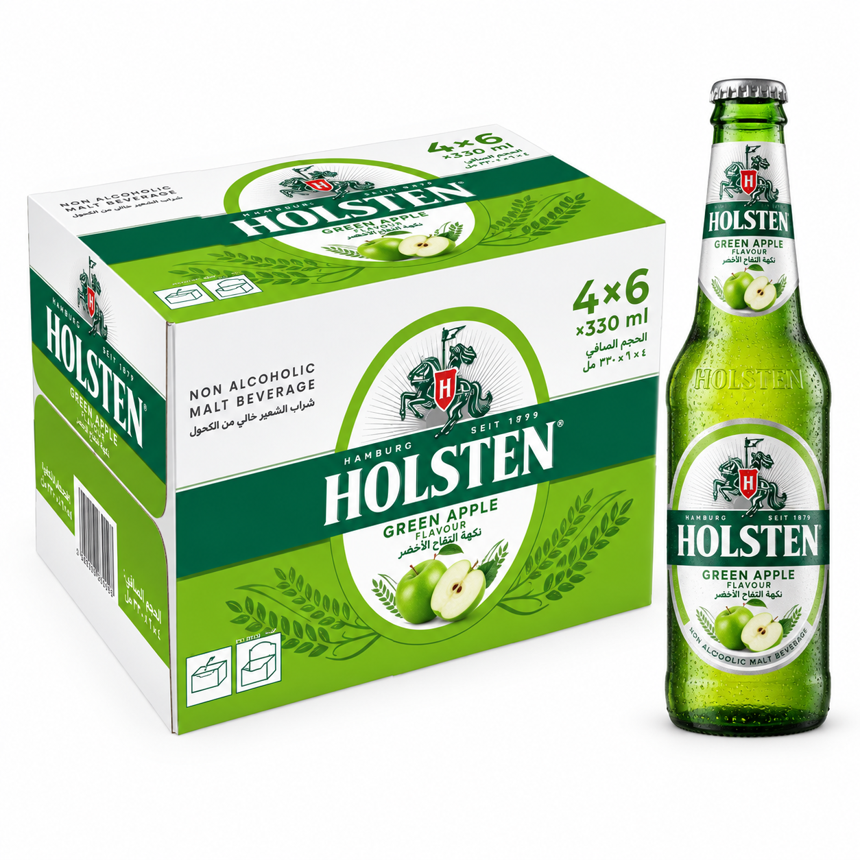 Hollesten Green Apple Glass Bottle 330ML x 24