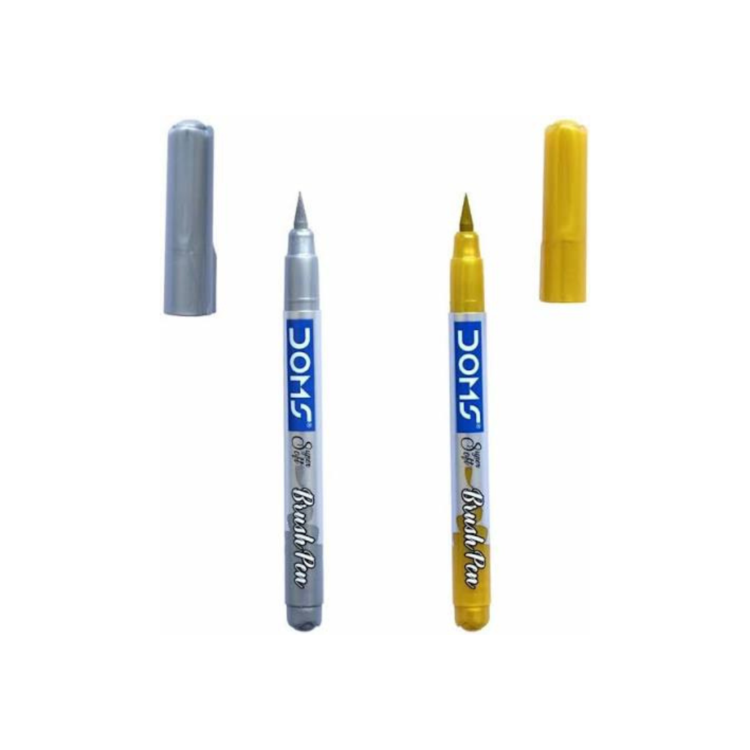 DOMS Metallist Metallic Brush Pen | 2 Shades (Gold & Silver)  – image 4