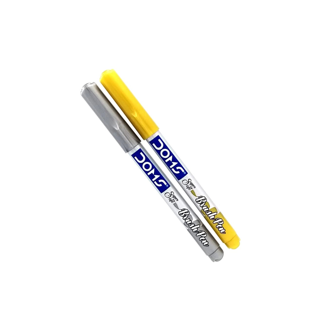 DOMS Metallist Metallic Brush Pen | 2 Shades (Gold & Silver)  – image 3