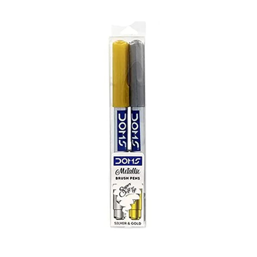 DOMS Metallist Metallic Brush Pen | 2 Shades (Gold & Silver)  – image 2