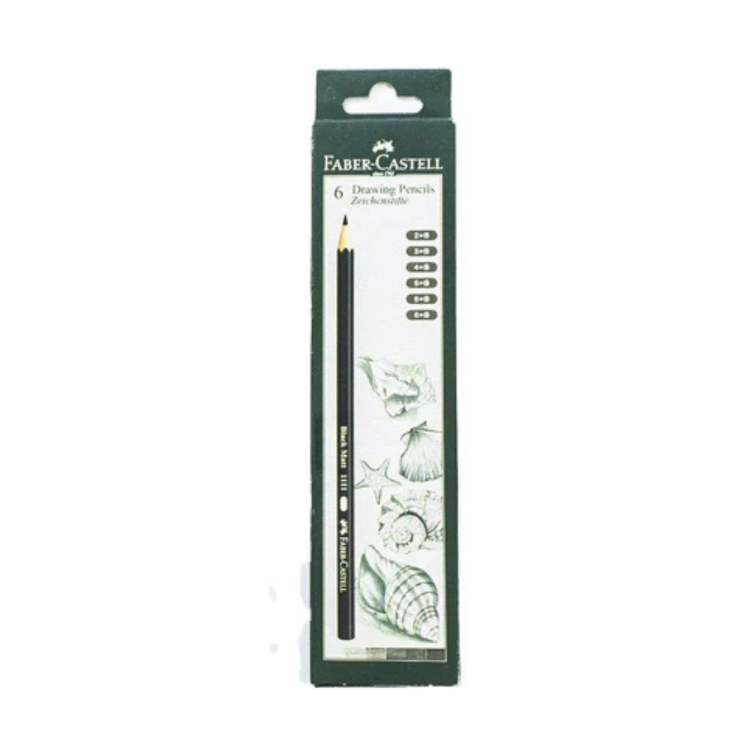 Faber Castell - 6 Drawing Pencils ( 2B , 3B , 4B , 5B , 6B , 8B )