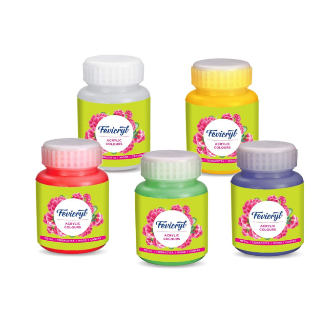 Fevicryl Acrylic Colours - 100 ml / fevicyl acrylic colors big bottles / metal | teracotta | wood | canvas 