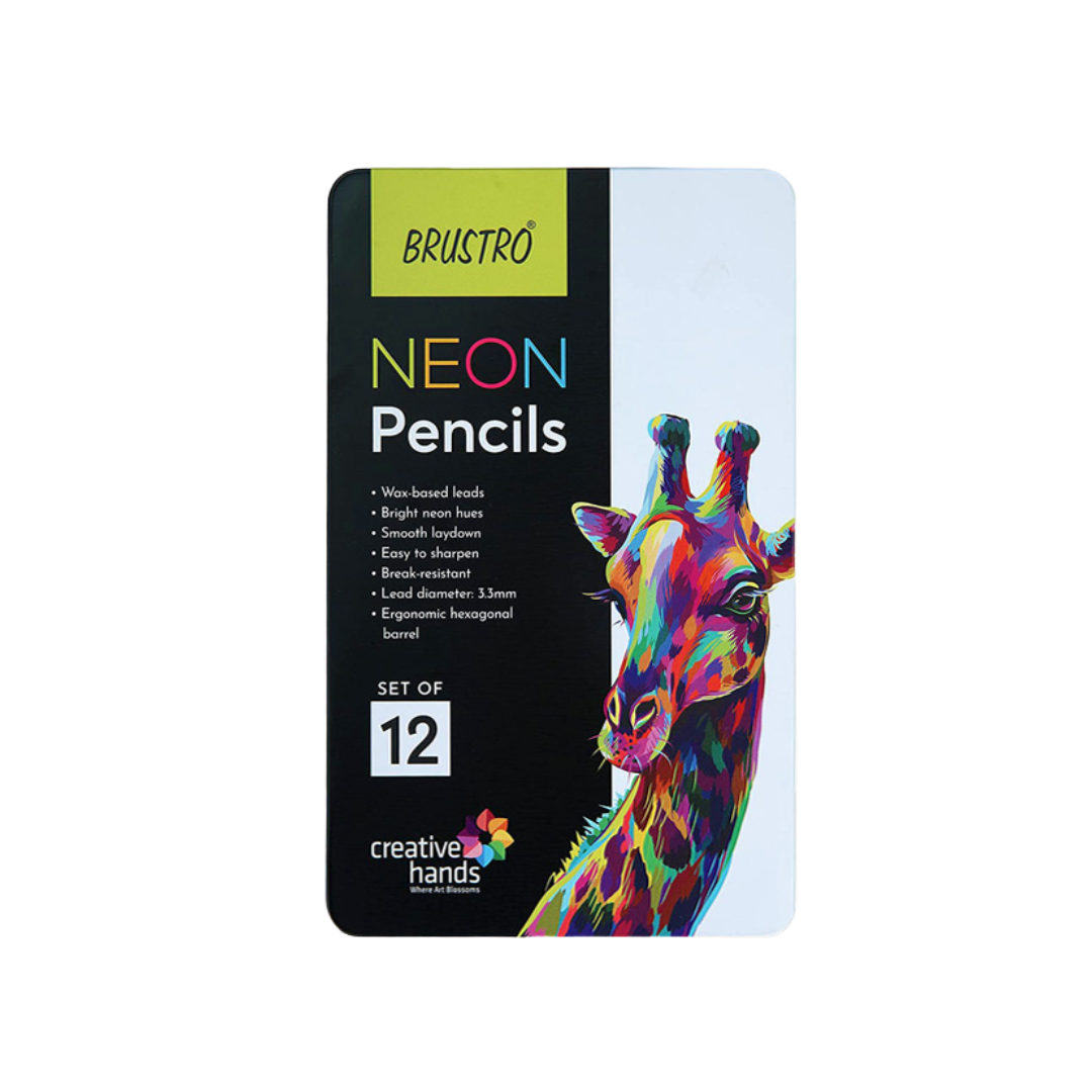 Brustro Neon colour Pencils-Set of 12 / Pencil colors / Drawing pencils