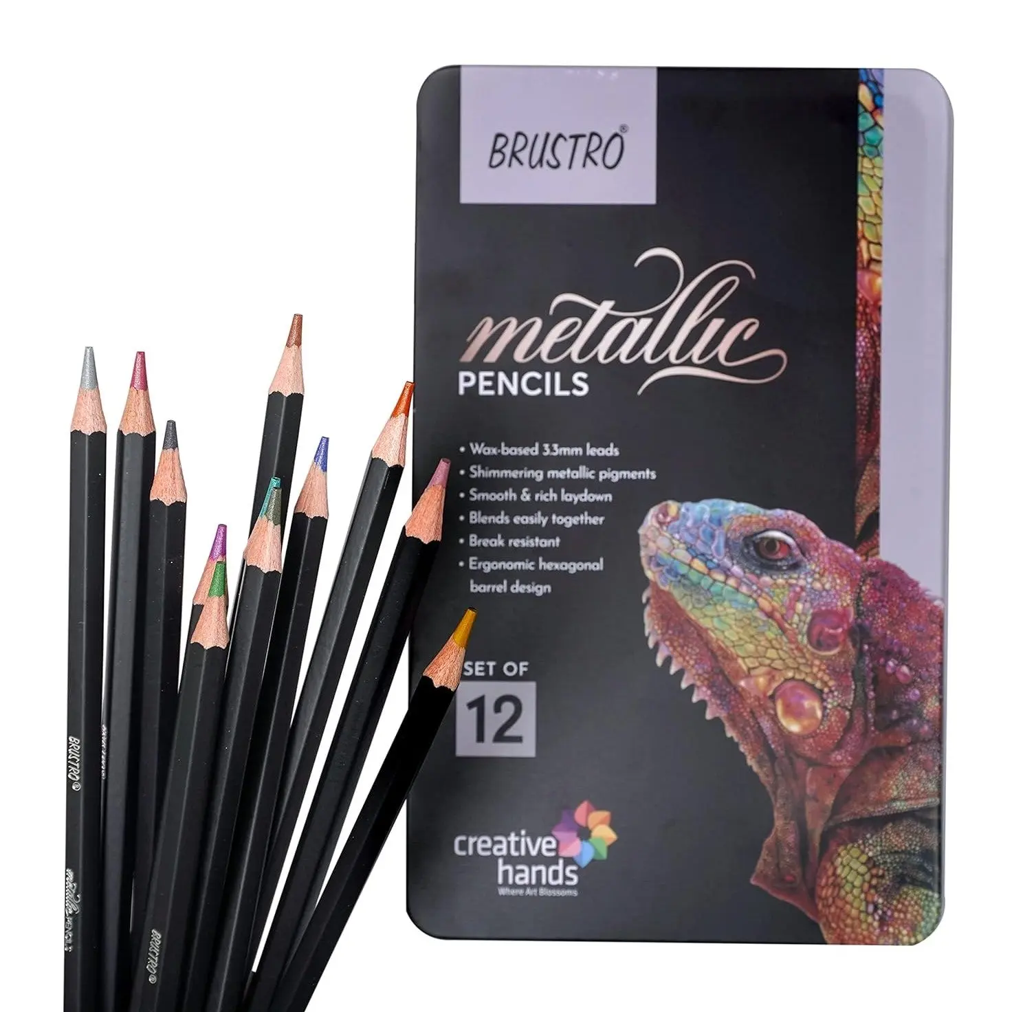 BRUSTRO Artist Metallic Colour Pencil Set of 12 Shades / drawing pencils – image 1