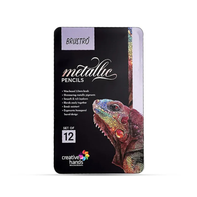 BRUSTRO Artist Metallic Colour Pencil Set of 12 Shades / drawing pencils – image 2