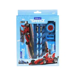 Doms Speed Z gift set - 1 Tin Box 1 Wax Crayons 2 Pencils 1 Scale 1 Pencil Sharpener / gift for kids – image 1