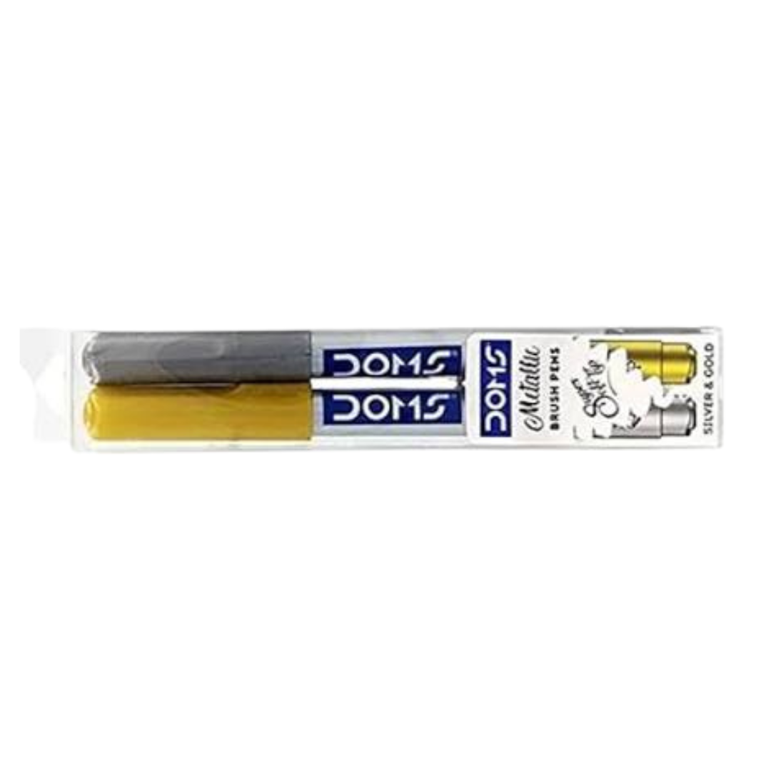 DOMS Metallist Metallic Brush Pen | 2 Shades (Gold & Silver)  – image 1