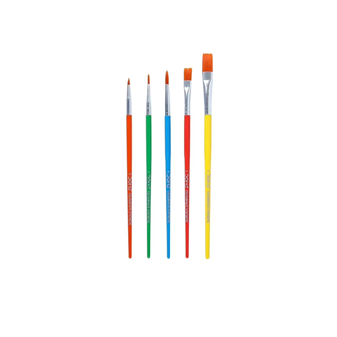  Doms Colourmate Synthetic Hair Brushes Set Round & Flat ( 5 pieces ) / 0 number brush – image 2