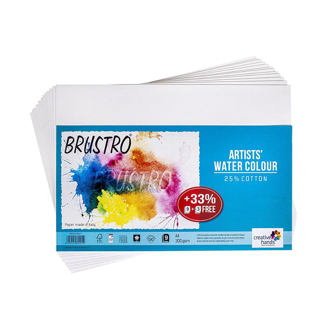 Brustro A4 Watercolour papers - 300gsm  - 12 sheets  – image 1