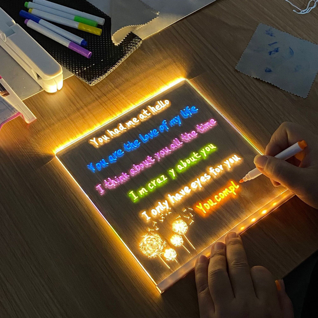 DIY Handwritting doodle / Notes Acrylic Luminescent lamp (Acrylic plate, stand, Board, Pen, Rag)  – image 1