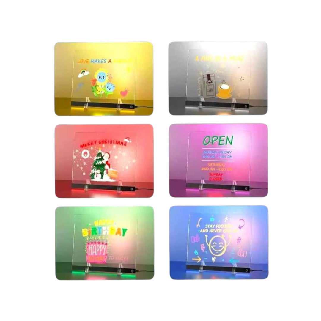DIY Handwritting doodle / Notes Acrylic Luminescent lamp (Acrylic plate, stand, Board, Pen, Rag)  – image 2