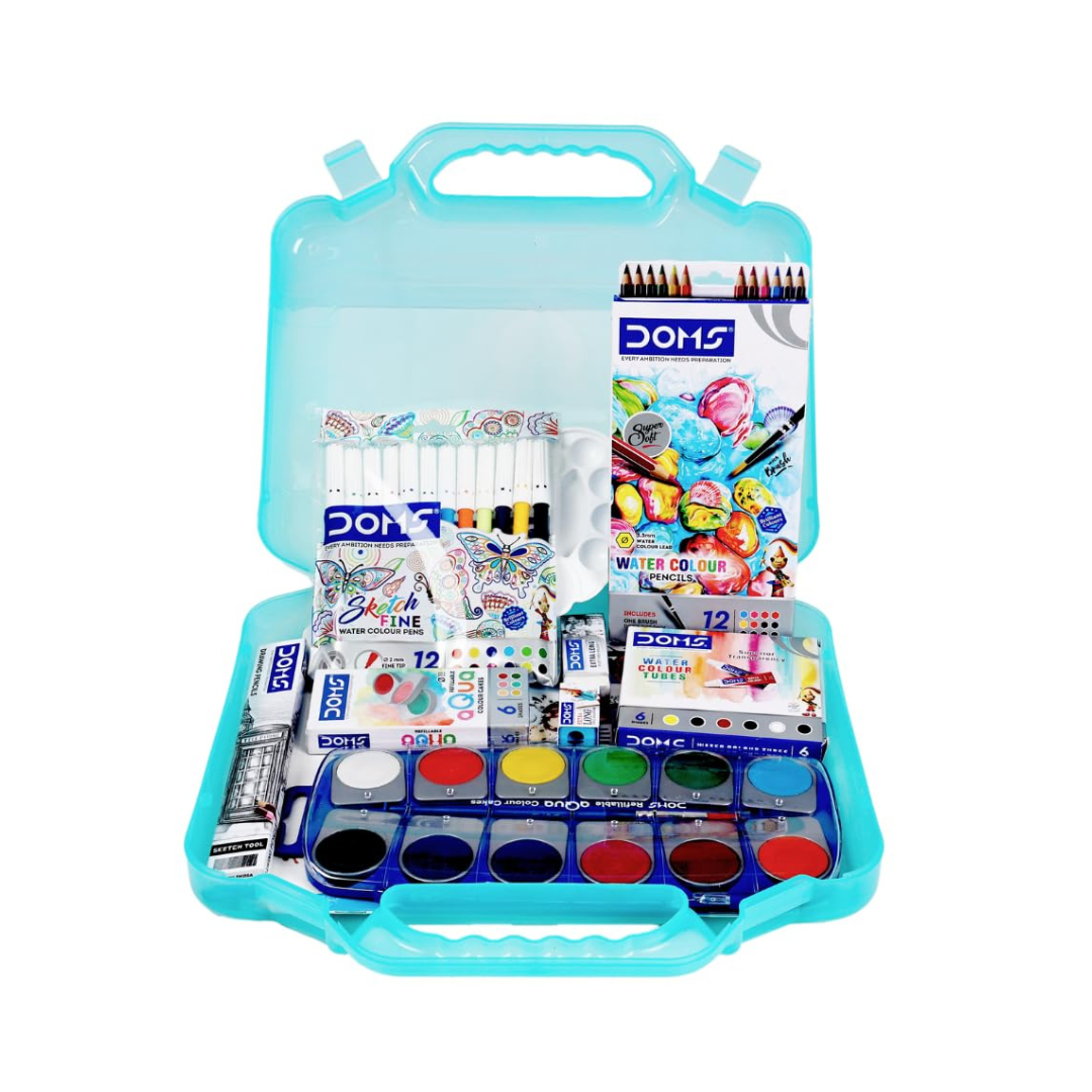 Doms - H2O Colour kit ( Drowing book , colour pencil , water colour tube , water colour pen , water colour cake , colour palette , pencil pack , eraser , sharpener ) – image 2