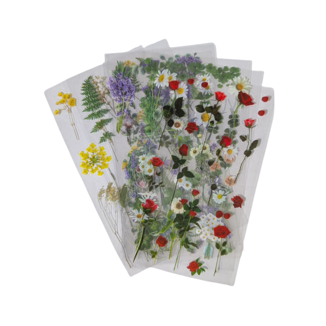 Flower Stickers / Aesthetic floral stickers - 8 sheets 