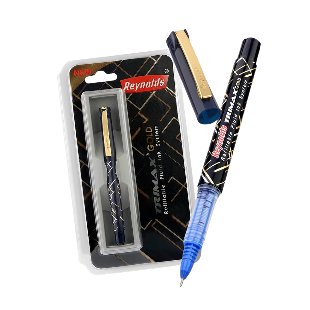 Reynolds Trimax Gold Blue Pen / Gift Pen Set / Gold edition pen trimax  – image 2