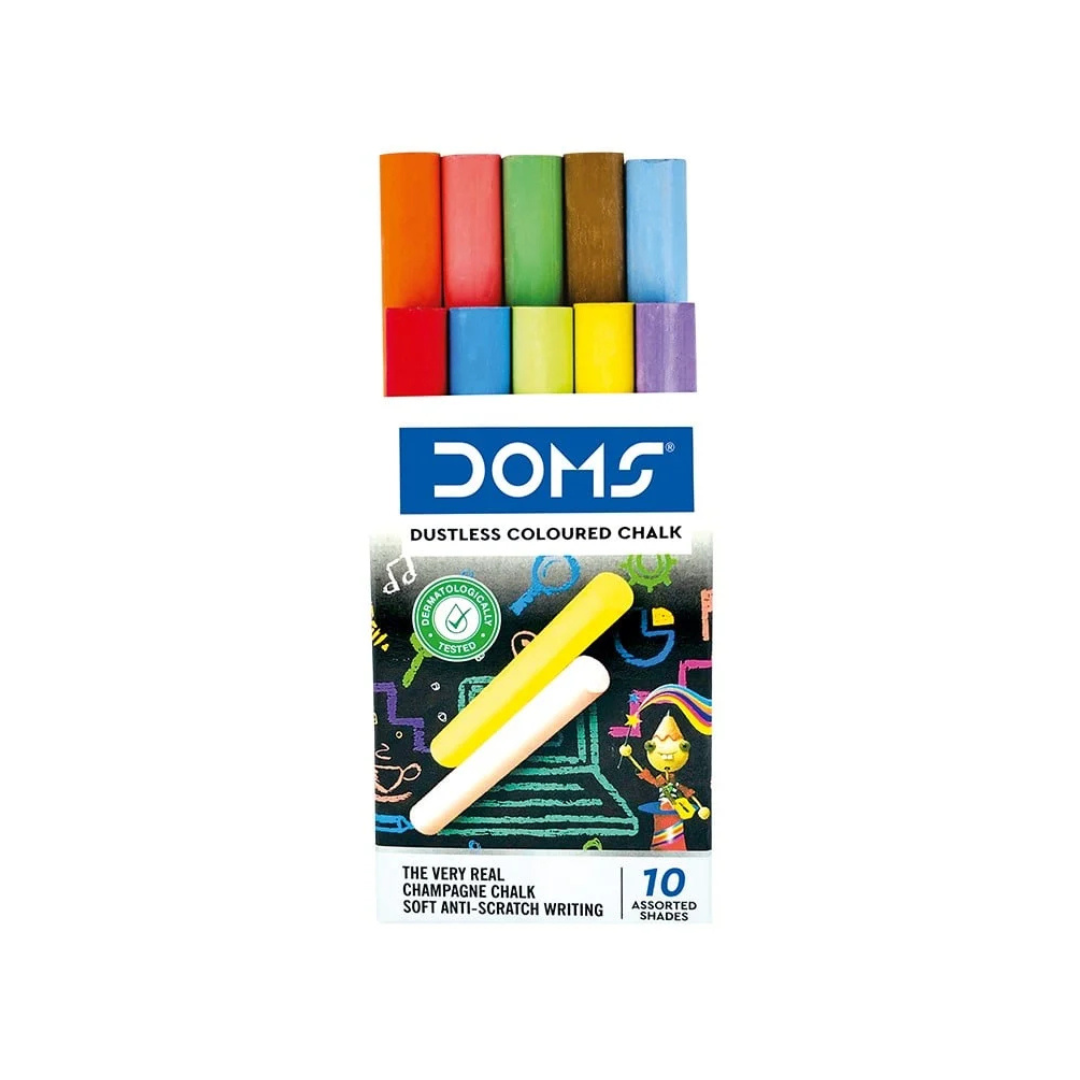 Doms Dustless Coloured Chalk / colorful chalks - 10 shade 