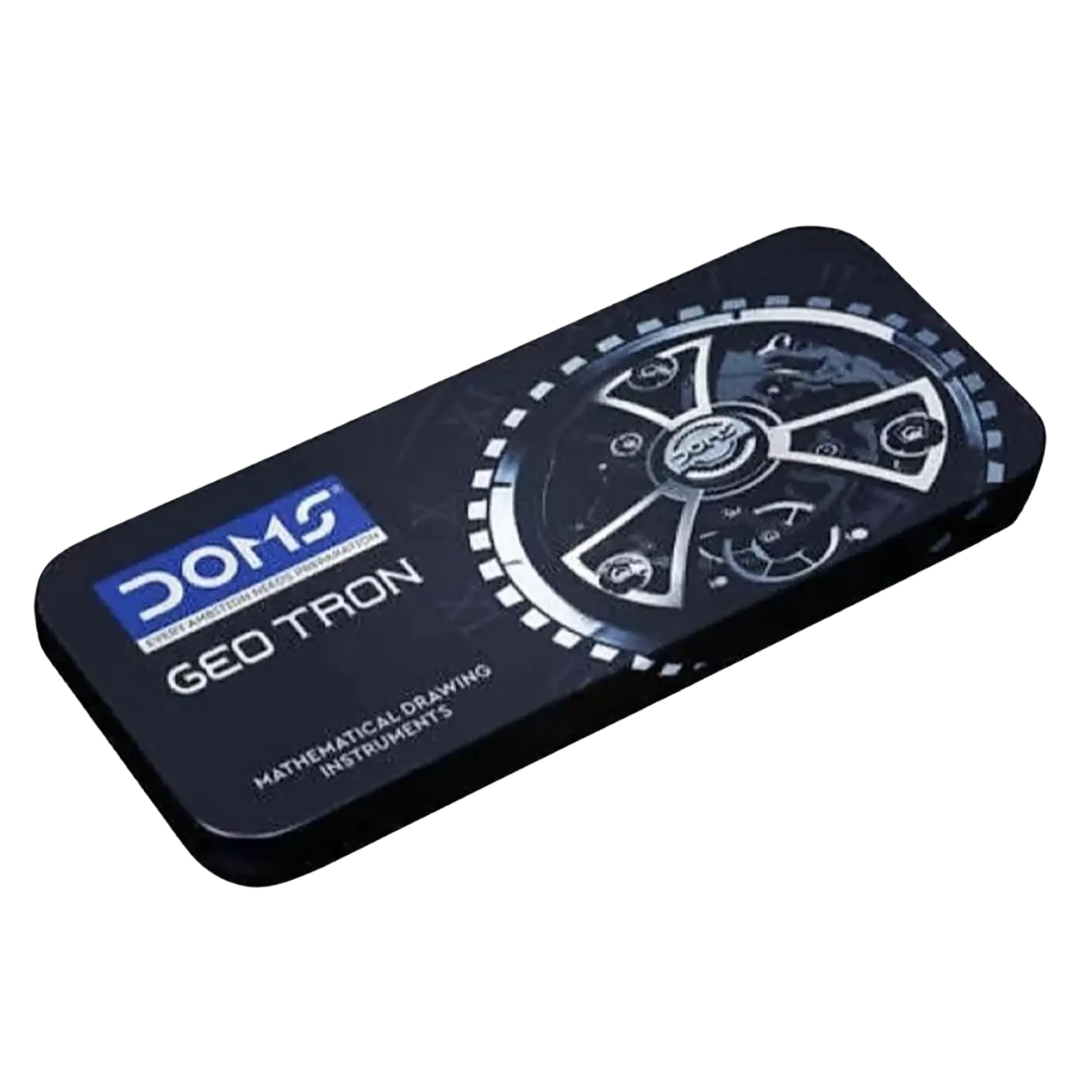 Doms Geo Tron geometry box ( compass , divider , set square , protractor , scale , pencil , eraser, sharpener )
