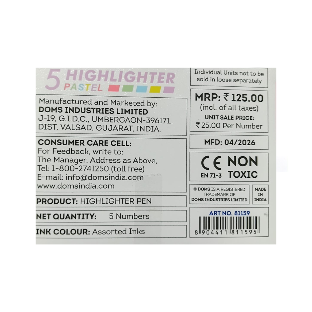 Doms- pastel highlighter / 5- diffrent colour highlighter – image 3