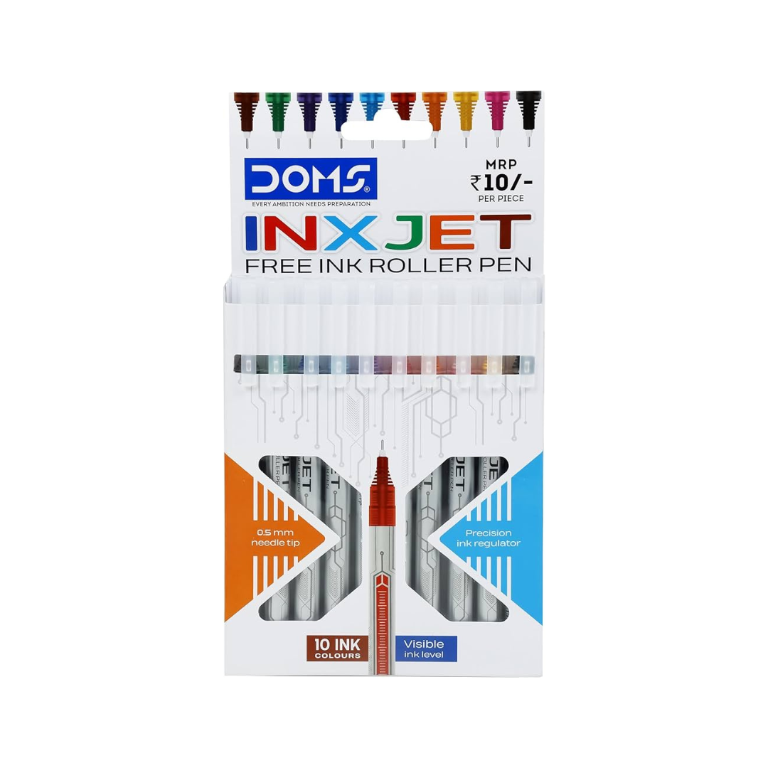 Doms Inxjet Free Ink Colour Roller Pen Pack of 10 / multicolor pens / colorful gel pens  – image 2