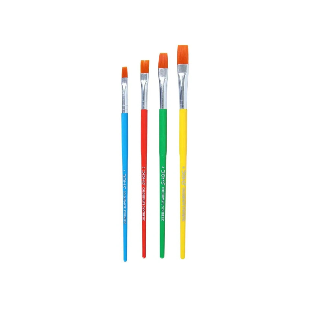 DOMS Colourmate Synthetic Flat Hair Paint Brush Set - 4 brush set / Flat brush set – image 2