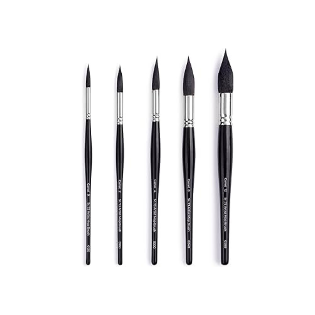 Camel Artist Mop Brushes / brush set of 5pcs ( Brush NO. 0 , 2 , 4 , 8 , 12 ) – image 2