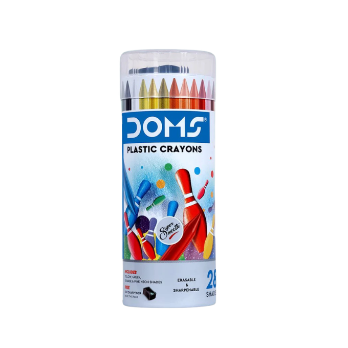 Doms Plastic Crayons / eraser with sharpener  (28 Shades)