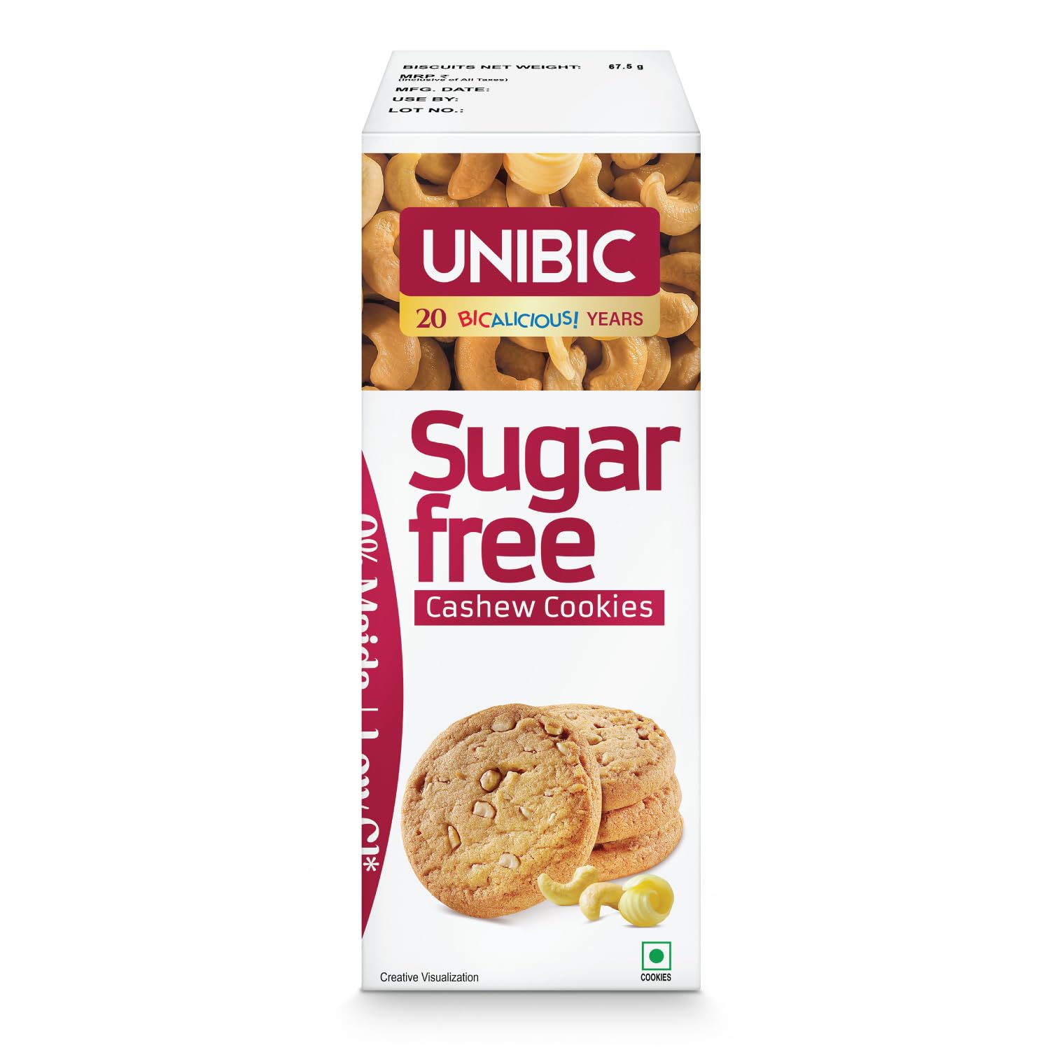 Unibic Sugar Free Cashew Cookies, 75gm