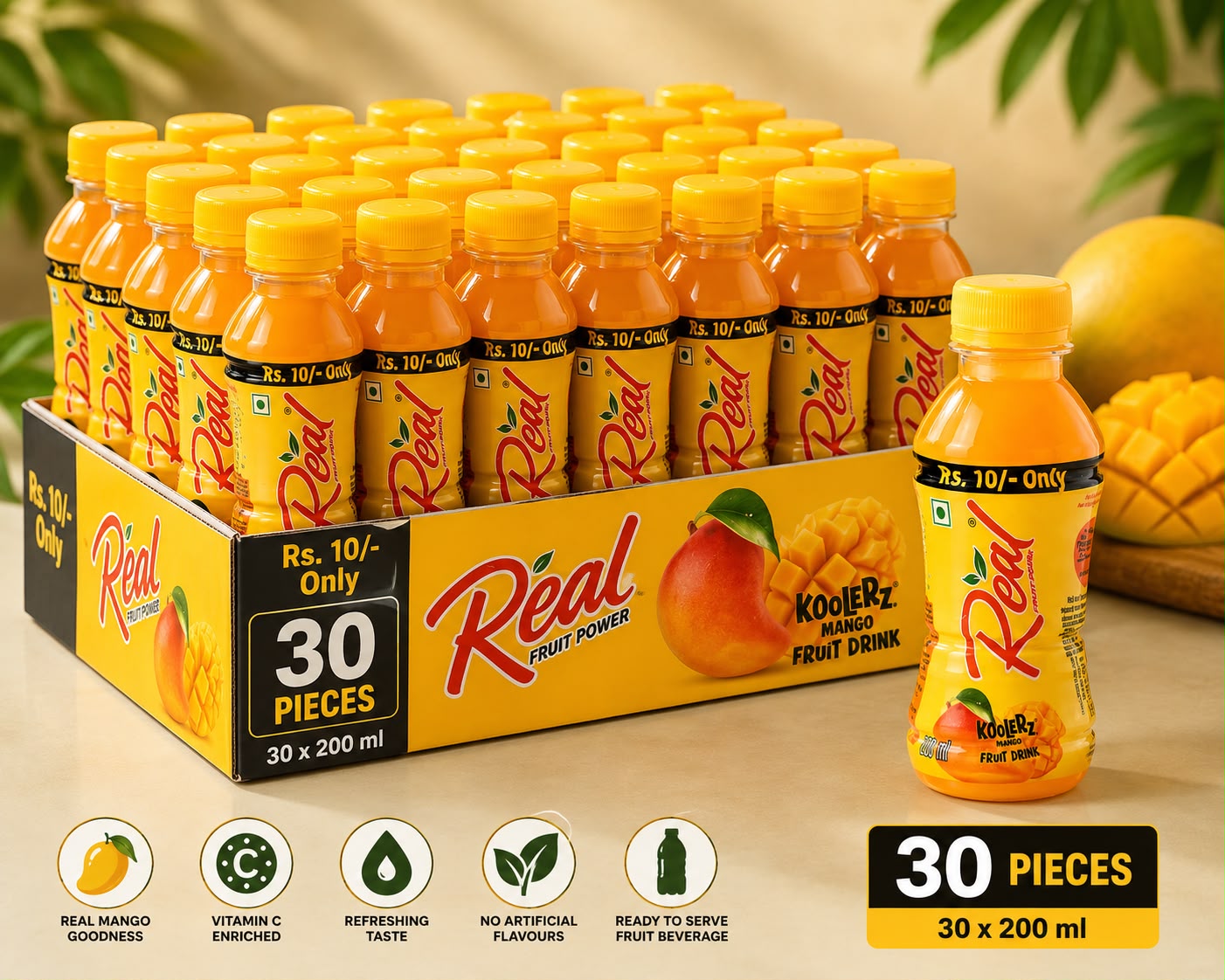 Real Fruit Power Mango Juice, 150ml Bottle ( Full Crate Pack of 30) – image 1