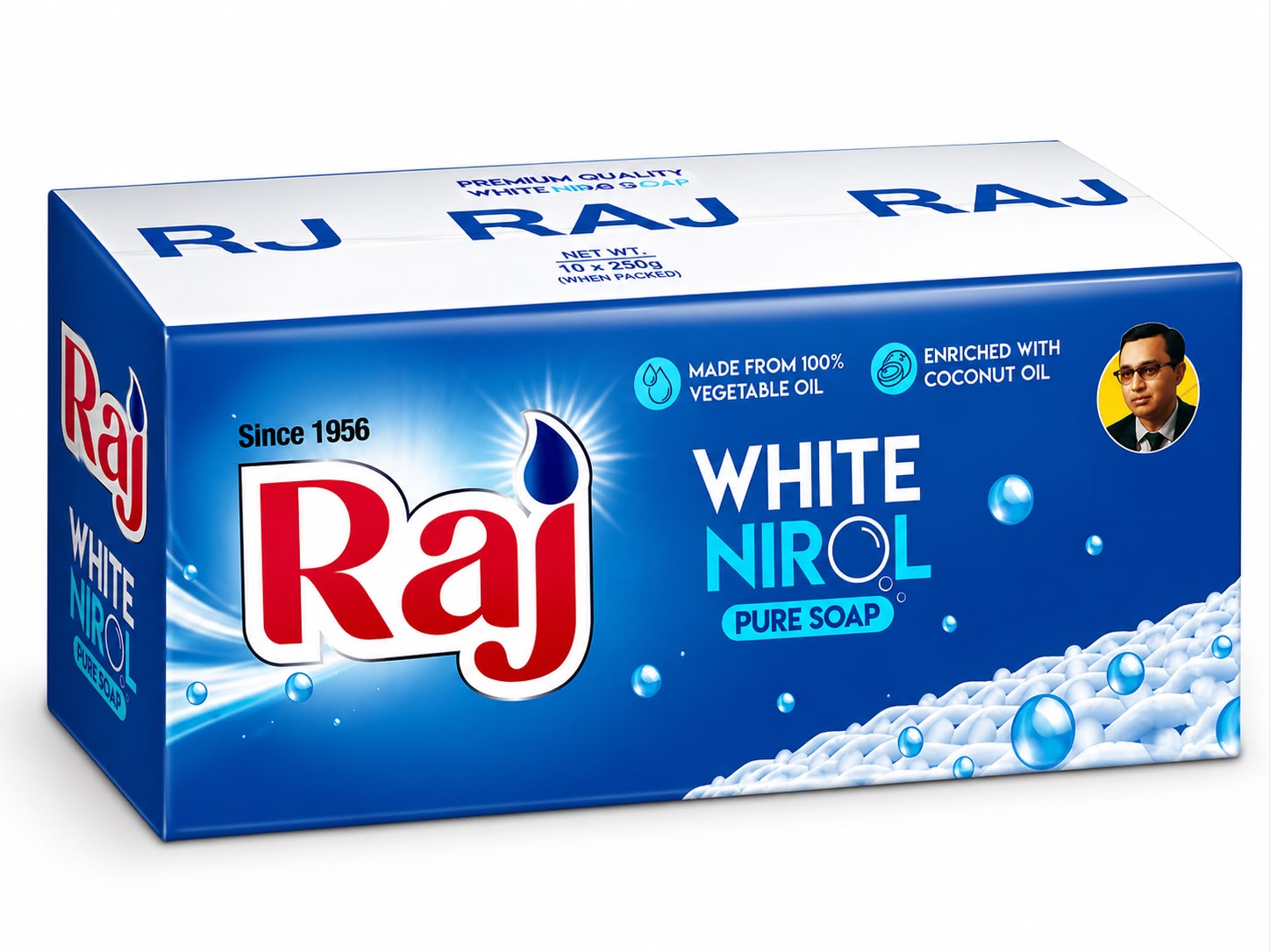 Raj White Nirol Pure Soap, (10 Kg Full Box) – image 1