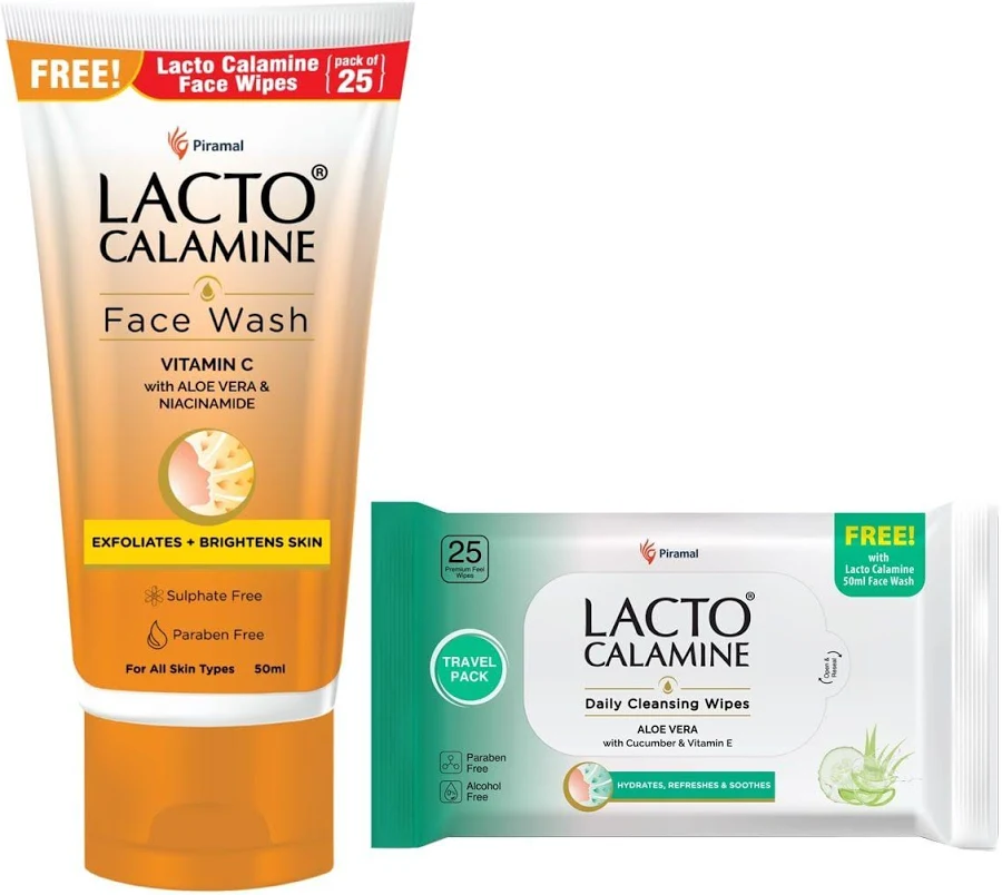 Lacto Calamine Face Wash for All Types Skin, 50g ( With Face Wipes Free)