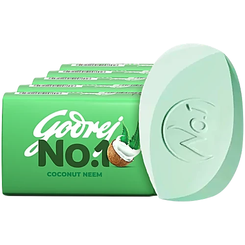 Godrej No.1 Bathing Soap - Coconut & Neem - 100g Each  (Pack of 4+1 Free)