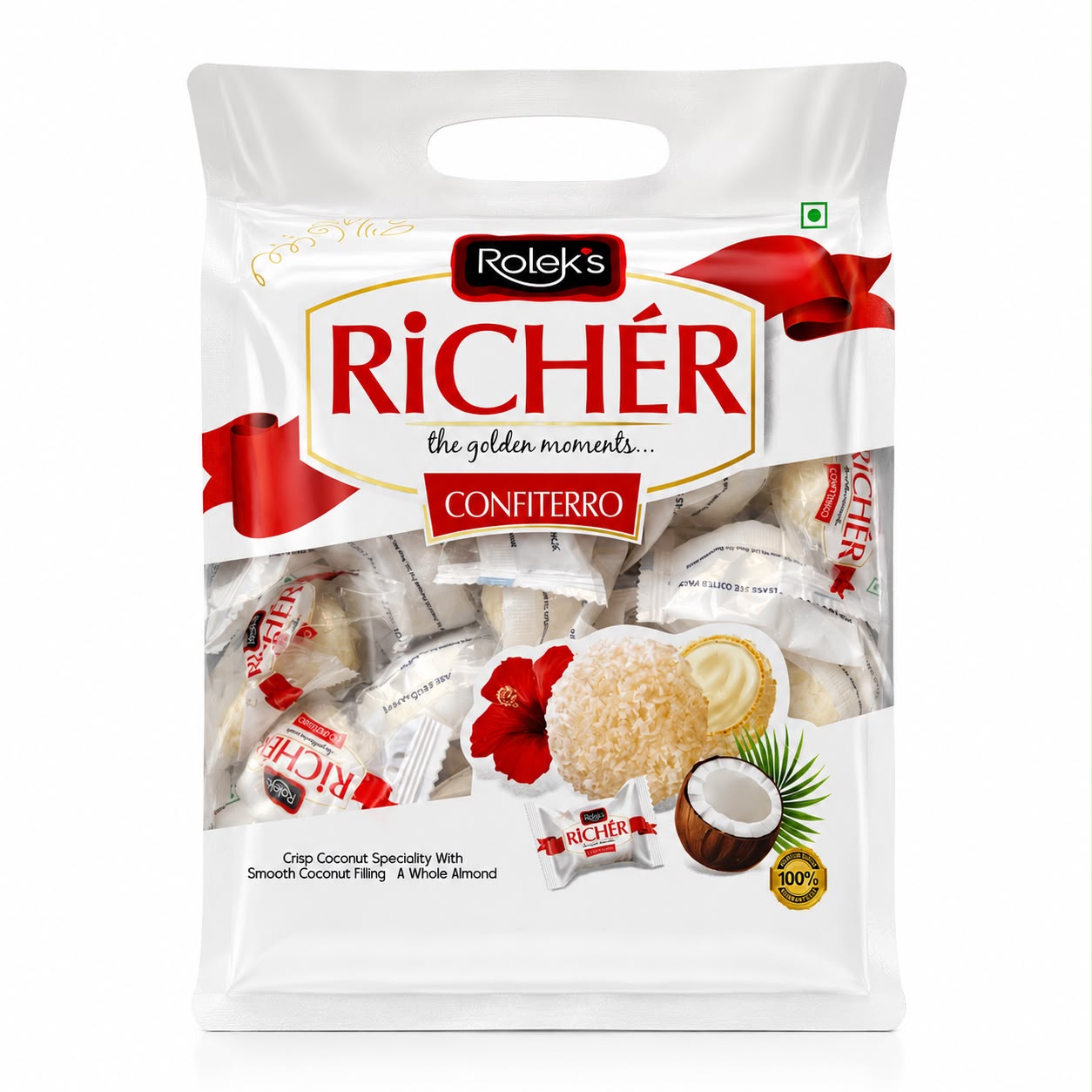 Rolek's Richer Confiterro, Crispy Coconut With Smooth Coconut Filling, Toffee Packet 600g